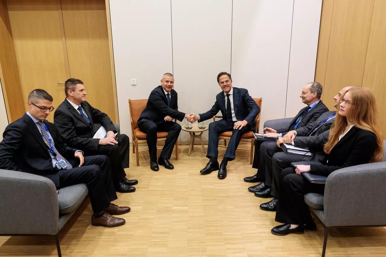 NATO Secretary General Mark Rutte meets with Ruszin-Szendi Romulusz, Minister of Defence of Hungary