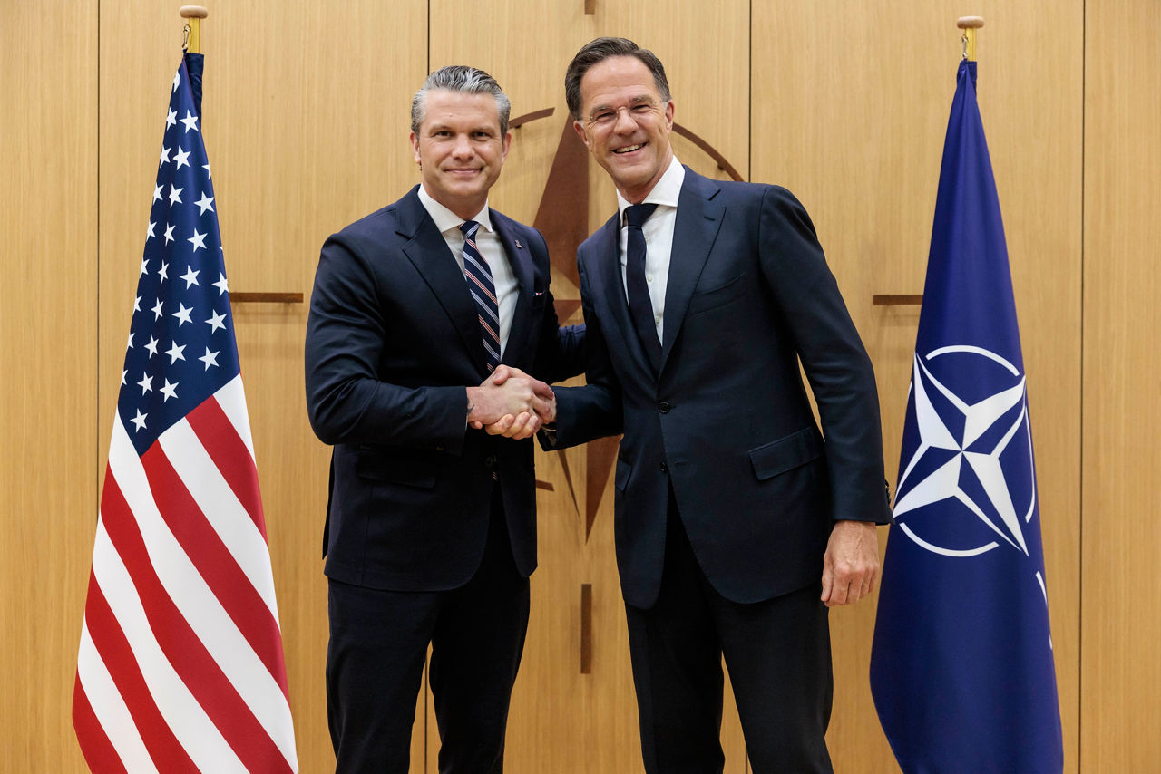 NATO Secretary General Mark Rutte meets with US Secretary of War, Pete Hegseth