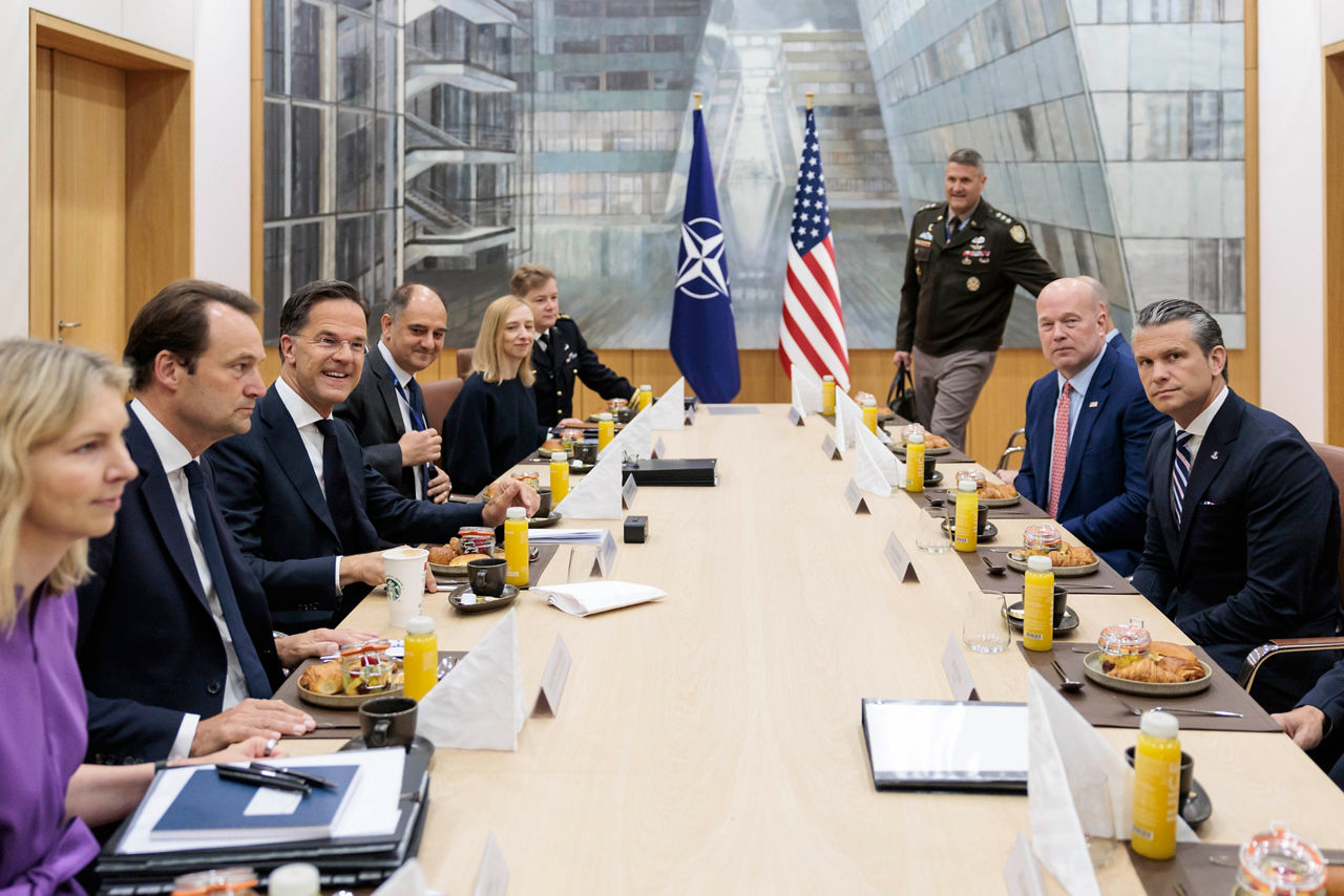 NATO Secretary General Mark Rutte meets with US Secretary of War, Pete Hegseth