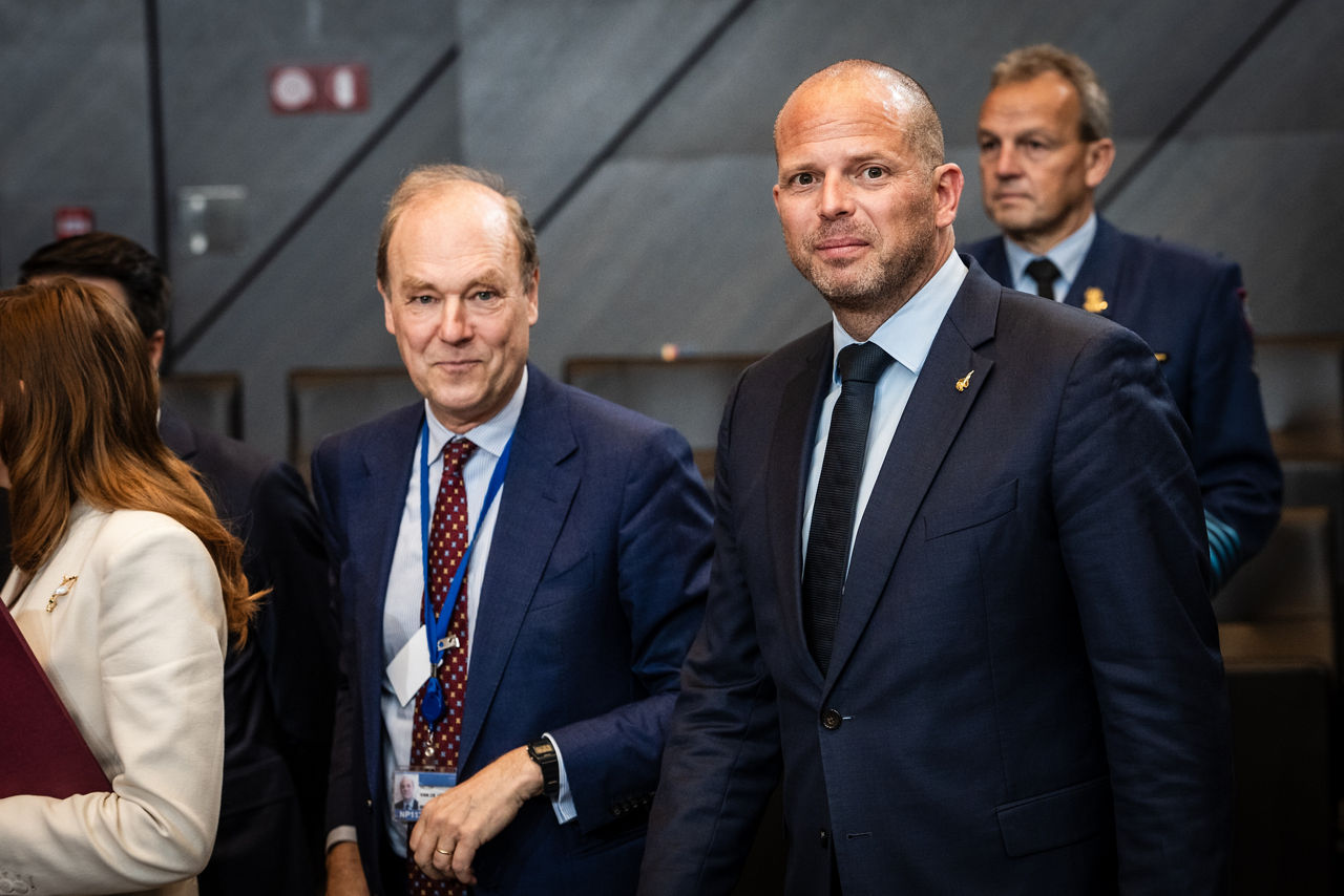 [from left to right] Willem van de Voorde (Permanent Representative of Belgium to NATO) and Theo Francken (Minister of Defence, Belgium)