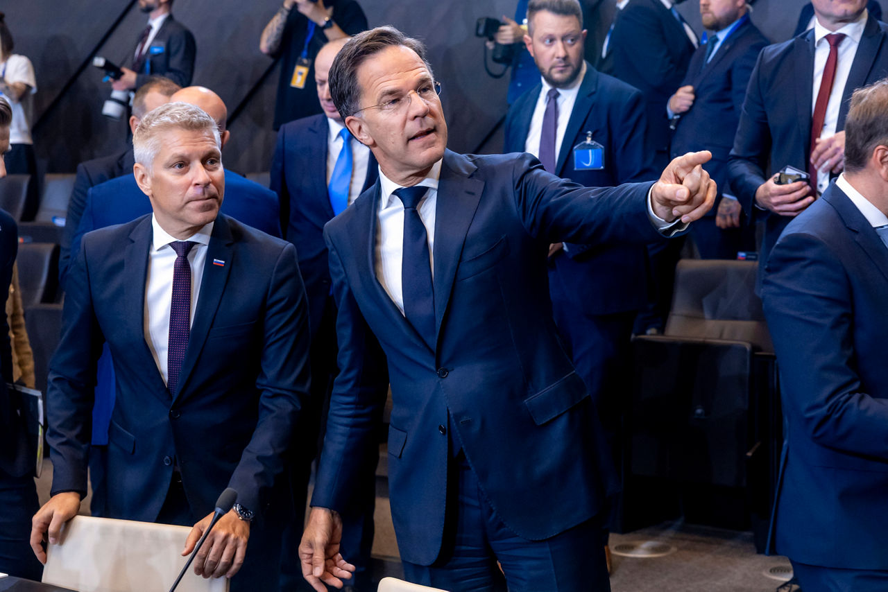 NATO Secretary General Mark Rutte and Valentin Hajdinjak  (Minister of Defence, Slovenia)
