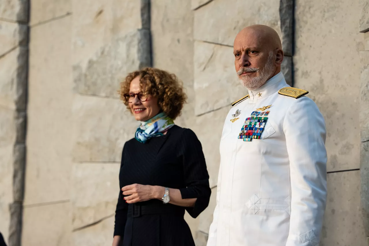 Official photo of the NATO Ministers of Defence. NATO Deputy Secretary General Radmila Shekerinska and Chair of the Military Committee, Admiral Giuseppe Cavo Dragone
