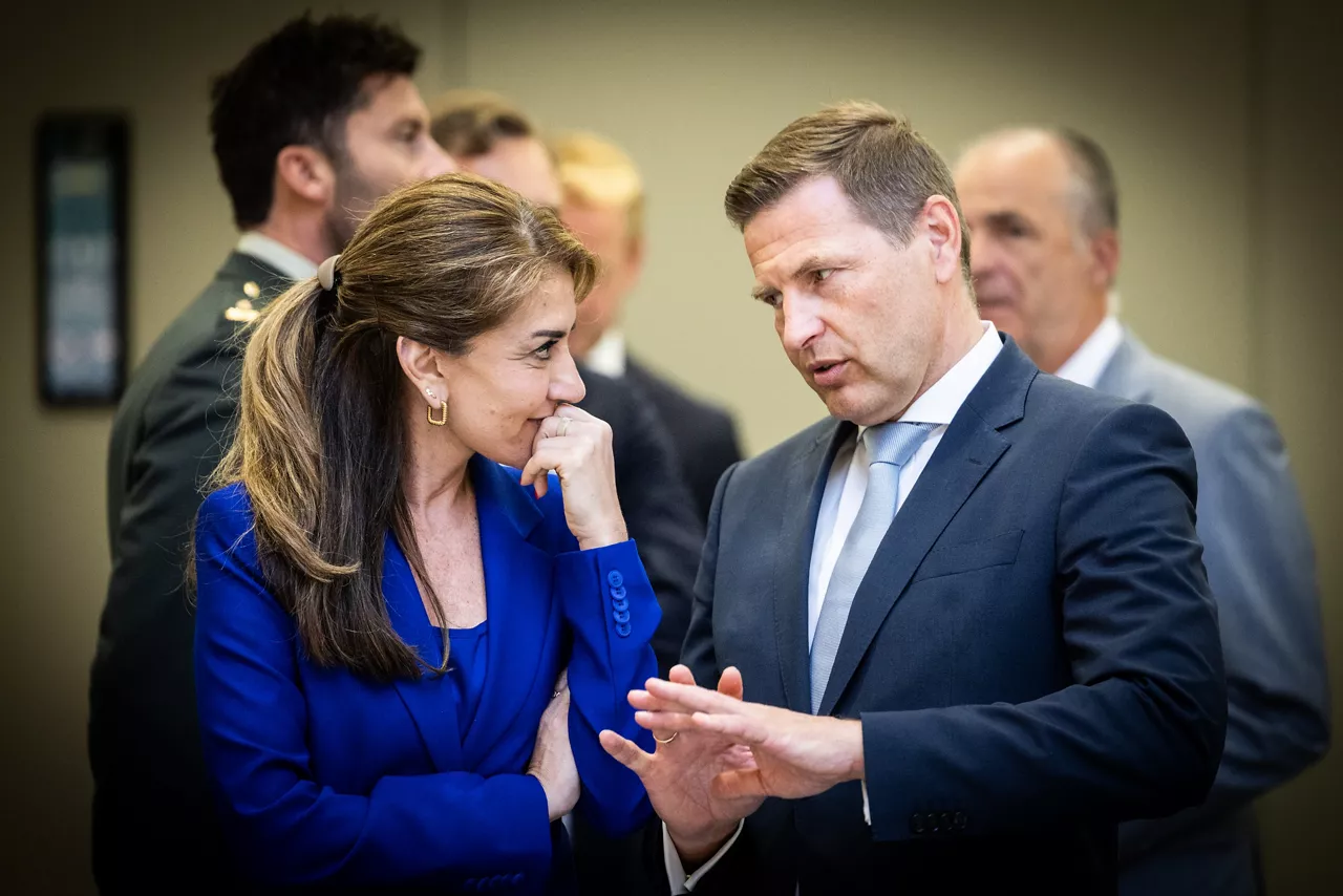 Hanno Pevkur (Minister of Defence, Estonia) and Dilan Yeşilgöz-Zegerius (Minister of Defence, Netherlands)