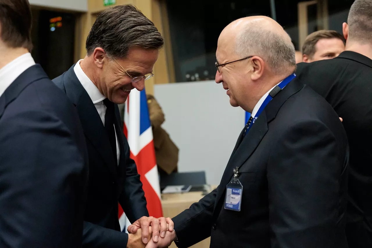 NATO Secretary General Mark Rutte and Andrius Kubilius (European Commissioner for Defence and Space)