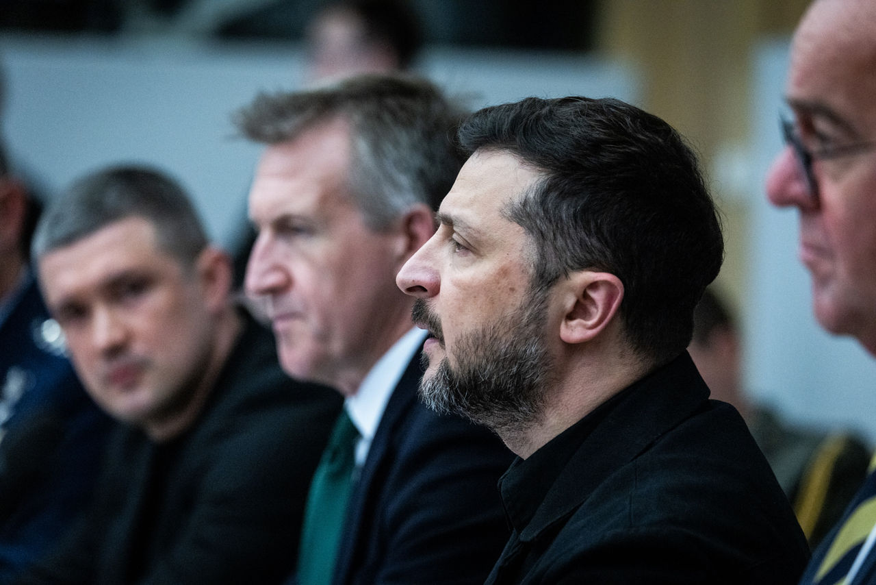 Mykhailo Fedorov (Minister of Defence, Ukraine), Dan Jarvis (Secretary of Defence, United Kingdom), Volodymyr Zelenskyy (President of Ukraine)