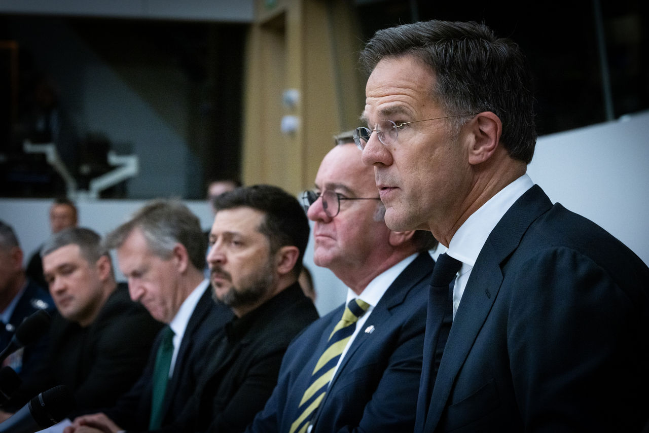 Mykhailo Fedorov (Minister of Defence, Ukraine), Dan Jarvis (Secretary of Defence, United Kingdom), Volodymyr Zelenskyy (President of Ukraine), Boris Pistorius (Minister of Defence, Germany), NATO Secretary General Mark Rutte