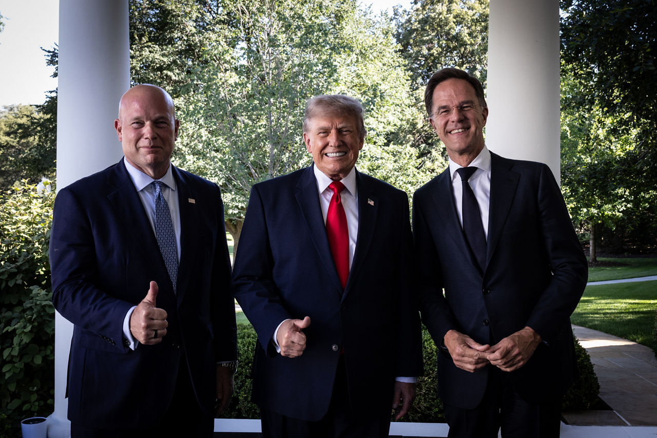 Matthew Whitaker, United States Permanent Representative to NATO, President of the United States, Donald Trump and NATO Secretary General Mark Rutte 