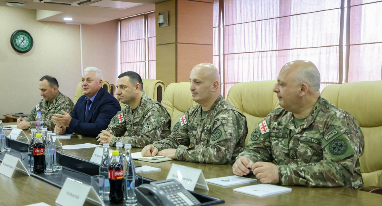 Delegation of the Commander of the Georgian Defence Forces, Lieutenant General Giorgi Matiashvili - at the center.