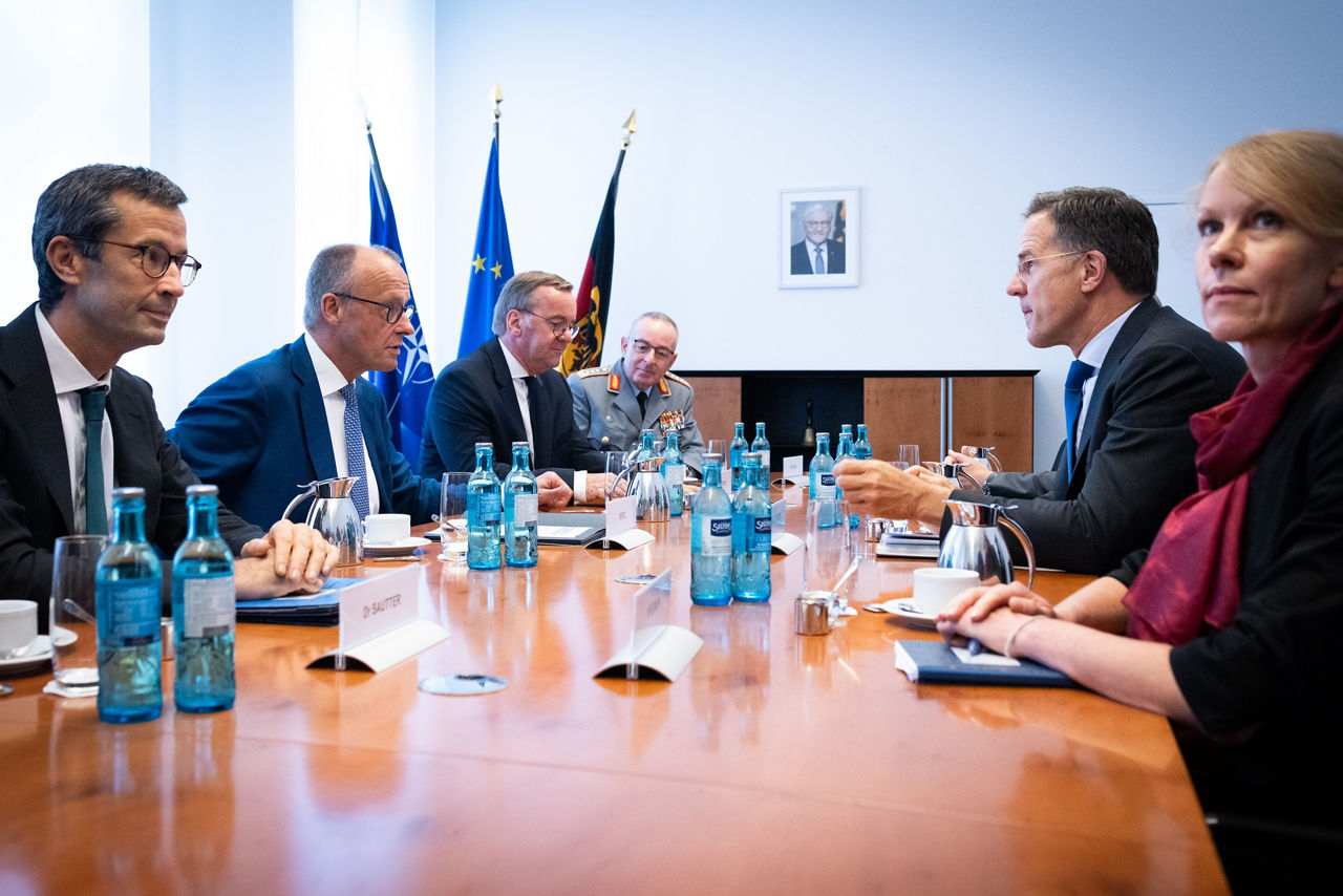 NATO Secretary General Mark Rutte meets with Friedrich Merz, Federal Chancellor of Germany, and Boris Pistorius, Minister of Defence of Germany  