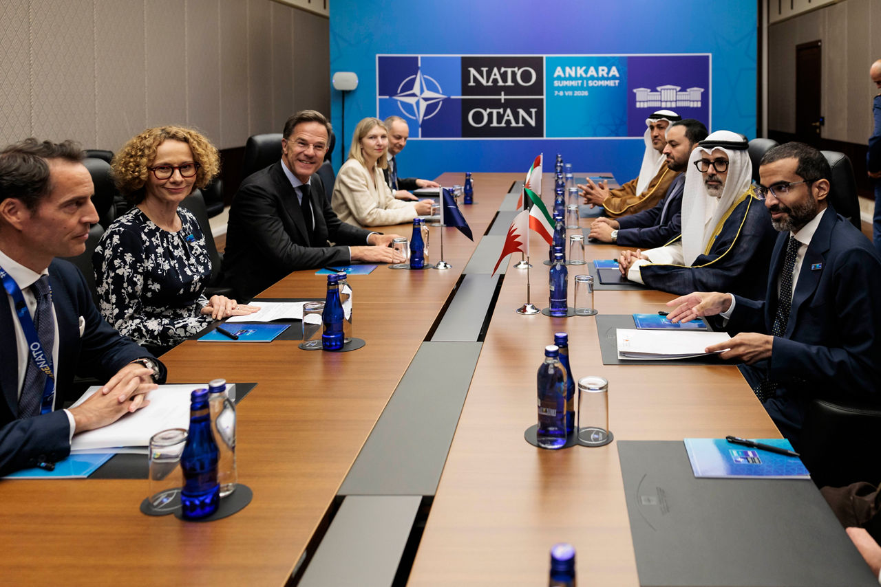 NATO Secretary General Mark Rutte and NATO Deputy Secretary General Radmila Shekerinska meet with  representatives of the Istanbul Cooperation Initiative in the margins of the NATO Summit in Ankara