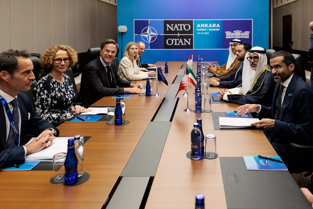 NATO Secretary General Mark Rutte and NATO Deputy Secretary General Radmila Shekerinska meet with  representatives of the Istanbul Cooperation Initiative in the margins of the NATO Summit in Ankara