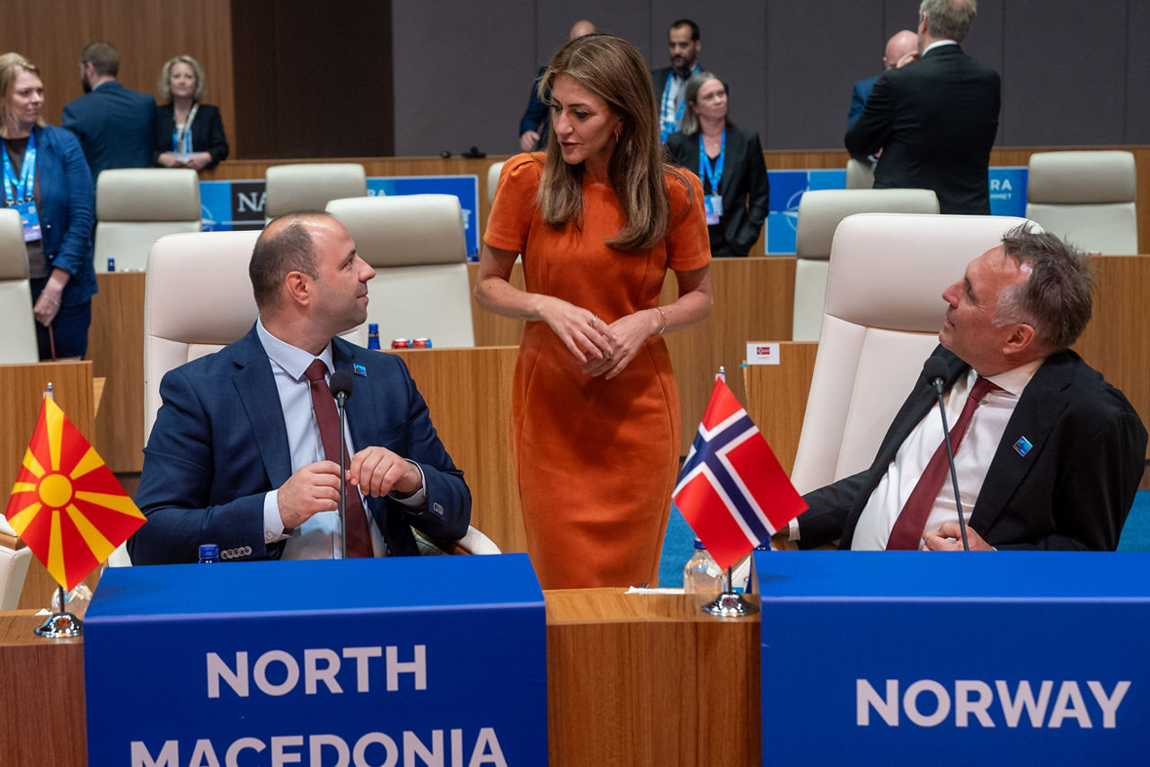 Minister of Defence of North Macedonia Vlado Misajlovski, Minister of Defence of the Netherlands Dilan Yeşilgöz-Zegerius and  Minister of Defence of Norway Tore O. Sandvik 