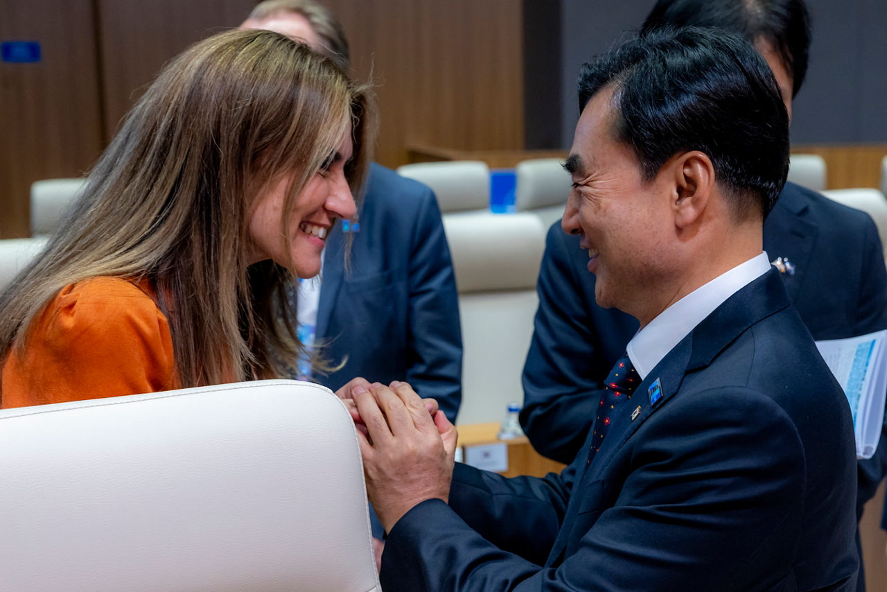 Minister of Defence of the Netherlands Dilan Yeşilgöz-Zegerius and Minister of Defence of the Republic of Korea Ahn Gyu-back
