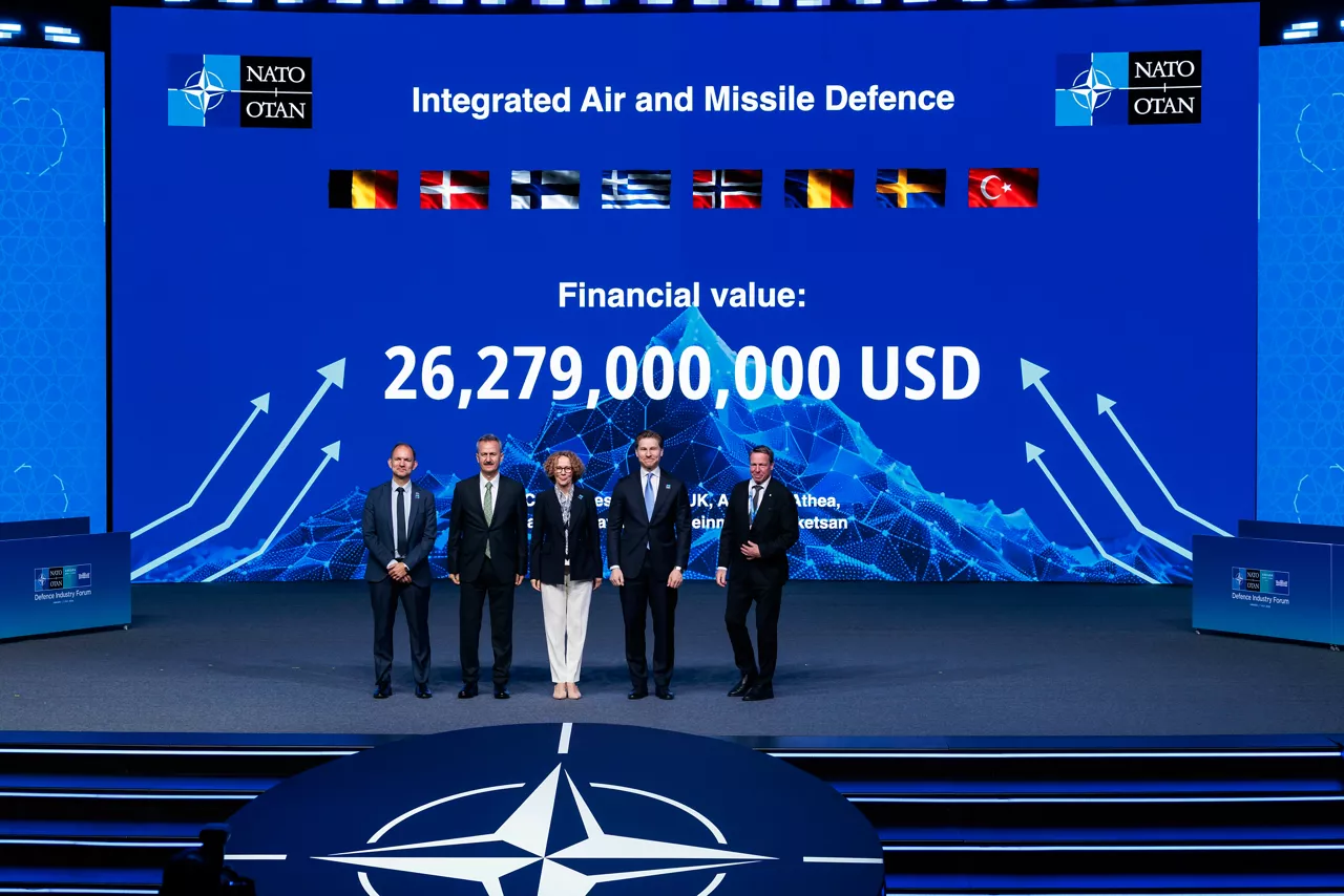 NATO Deputy Secretary General Radmila Shekerinska with country representatives in the Integrated Air and Missile Defence (IAMD) announcement