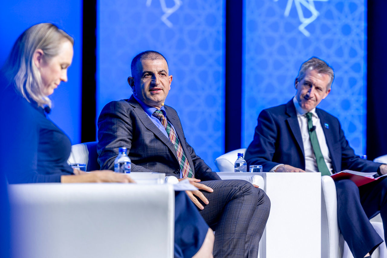 Minister of Defence of Belgium Theo Francken, Secretary of State for Defence of the United Kingdom Dan Jarvis and CEO Baykar Technologies Haluk Bayraktar