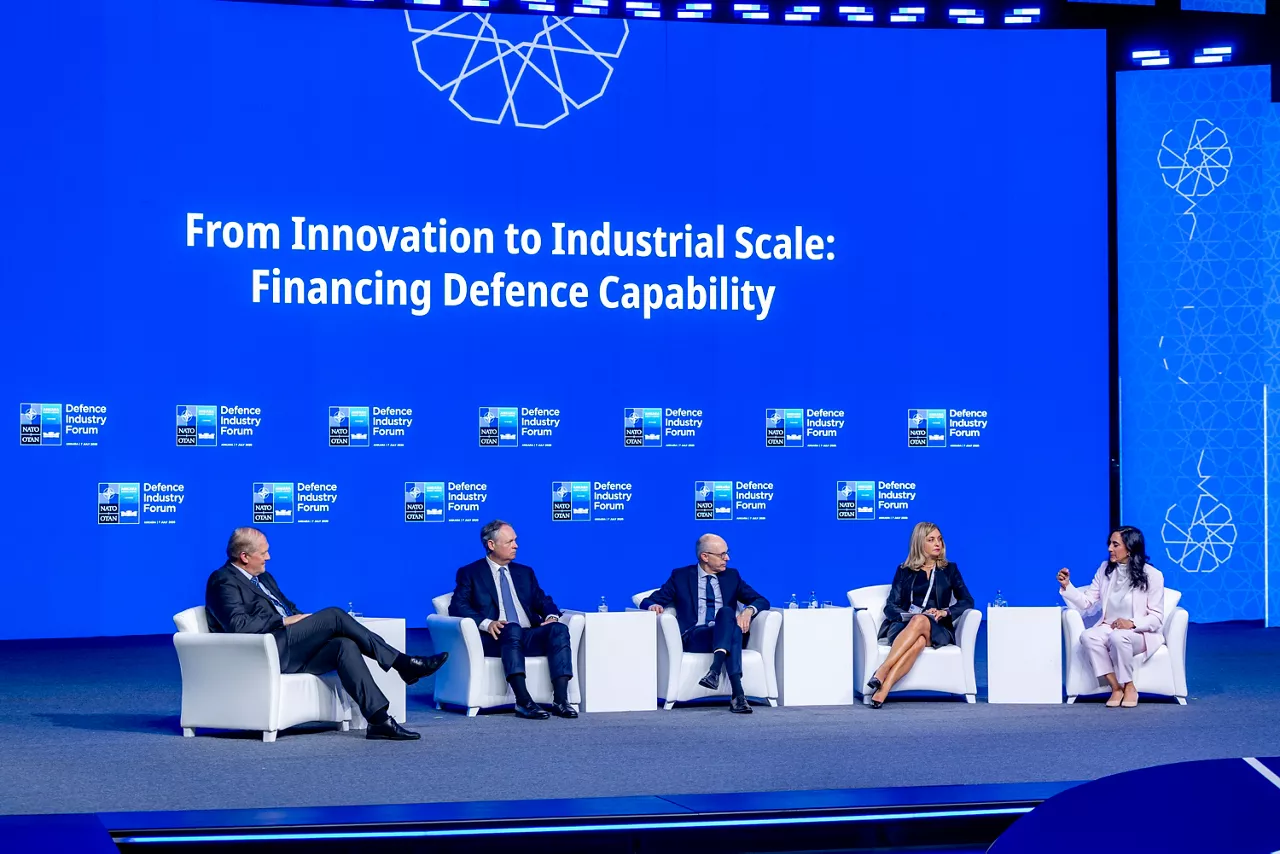 Plenary session with Prime Minister of Luxembourg Luc Frieden, Minister Foreign Affairs of Canada Anita Anand, Global Head of the Security & Resiliency Initiative at J.P. Morgan Jay Horine and Chief Executive Officer & Board Member of Türkiye Development Fund Elif Emirli Altuğ. Moderated by President of NATO Innovation Fund Dr. Ari Kristinn Jónsson.