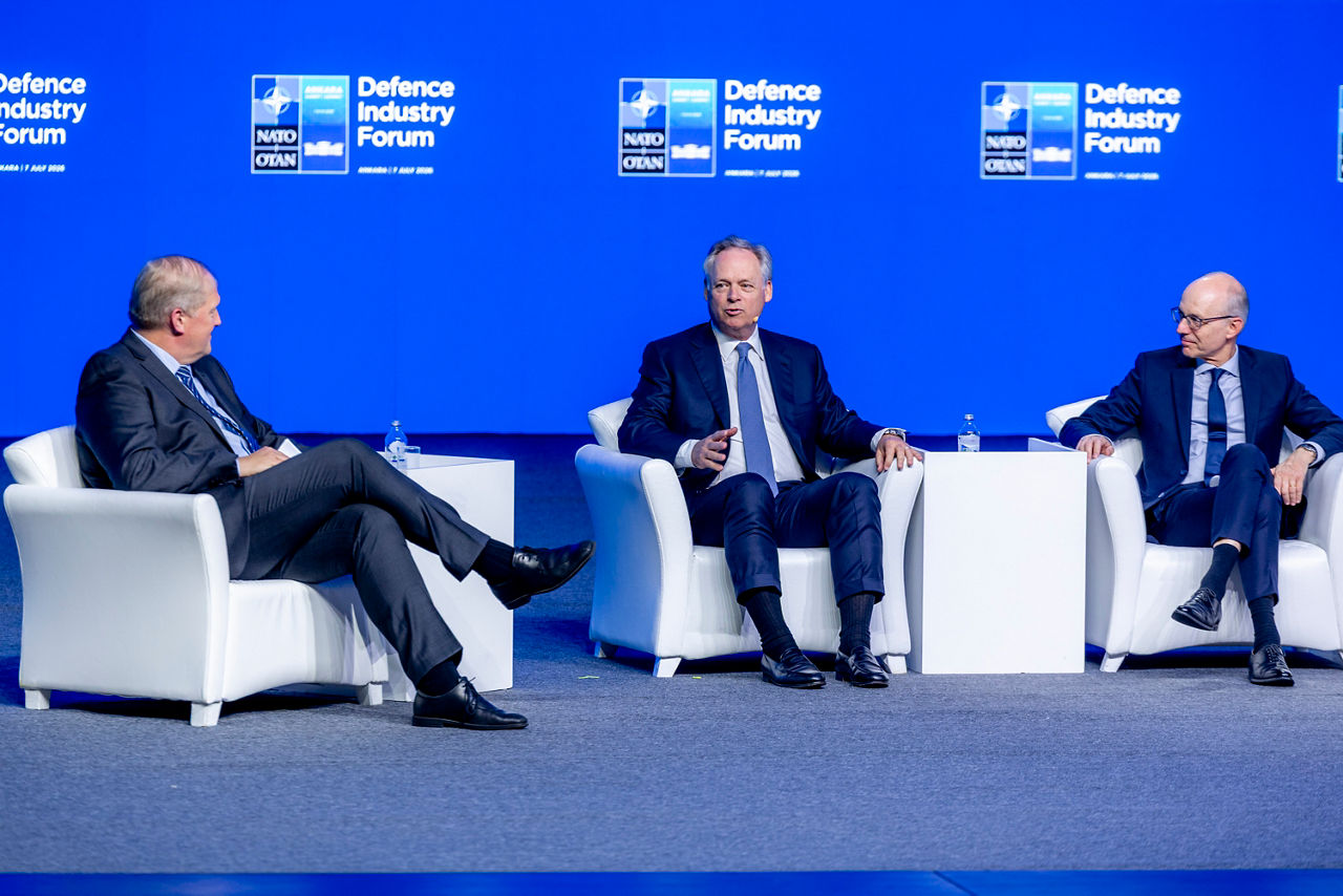 Plenary session with Prime Minister of Luxembourg Luc Frieden, Minister Foreign Affairs of Canada Anita Anand, Global Head of the Security & Resiliency Initiative at J.P. Morgan Jay Horine and Chief Executive Officer & Board Member of Türkiye Development Fund Elif Emirli Altuğ. Moderated by President of NATO Innovation Fund Dr. Ari Kristinn Jónsson.
