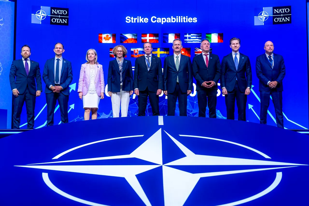 Launch of NATO’s prototype for a generic NATO 155mm munition with representatives of Canada, Czechia, Denmark, Finland, Greece, Norway, Slovakia, Sweden and Türkiye with NATO Deputy Secretary General Radmila Shekerinska