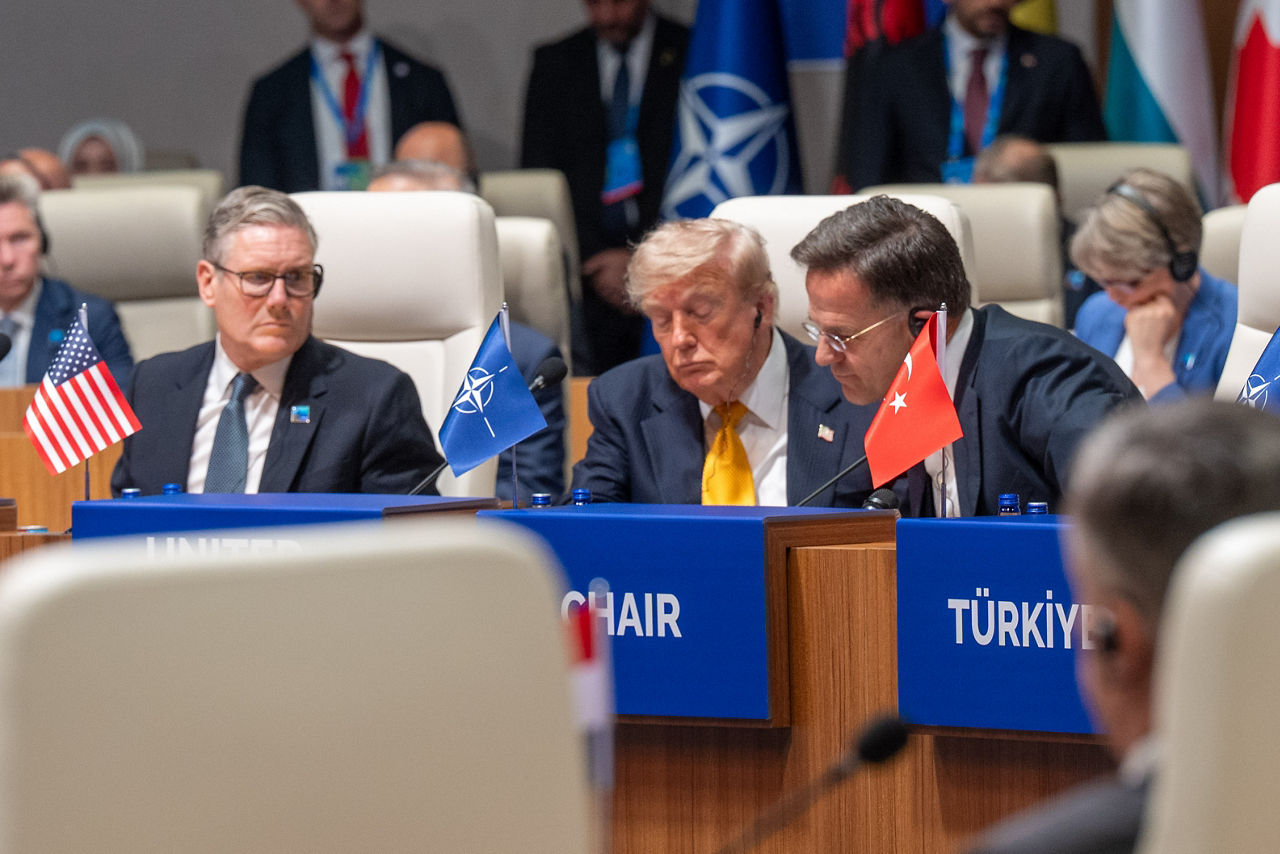 [from left to right] Prime Minister of the United Kingdom Keir Starmer, President of the United States Donald Trump 
NATO Secretary General Mark Rutte