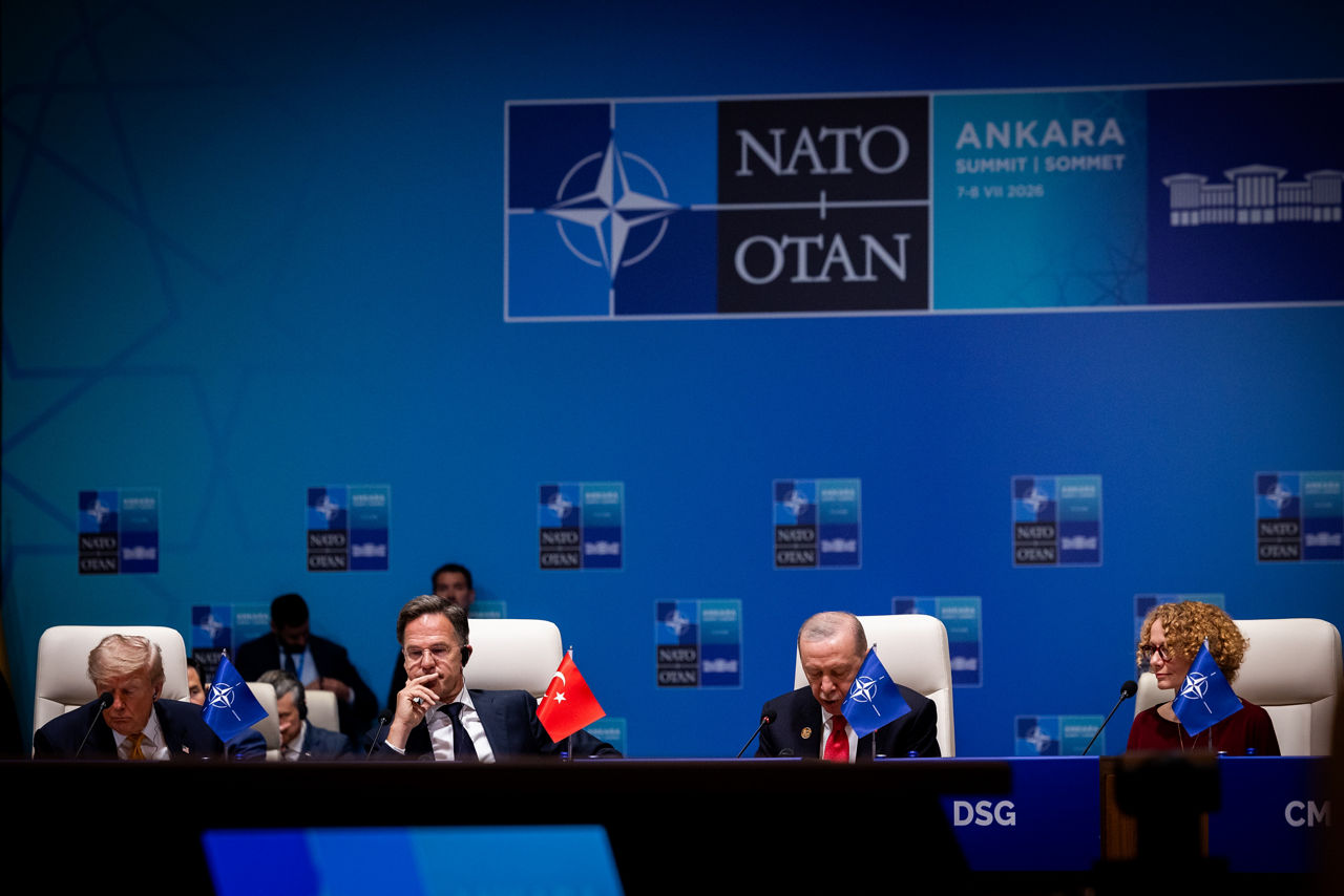 [from left to right] President of the United States Donald Trump, NATO Secretary General Mark Rutte, President of Türkiye Recep Tayyip Erdoğan and NATO Deputy Secretary General Radmila Shekerinska 