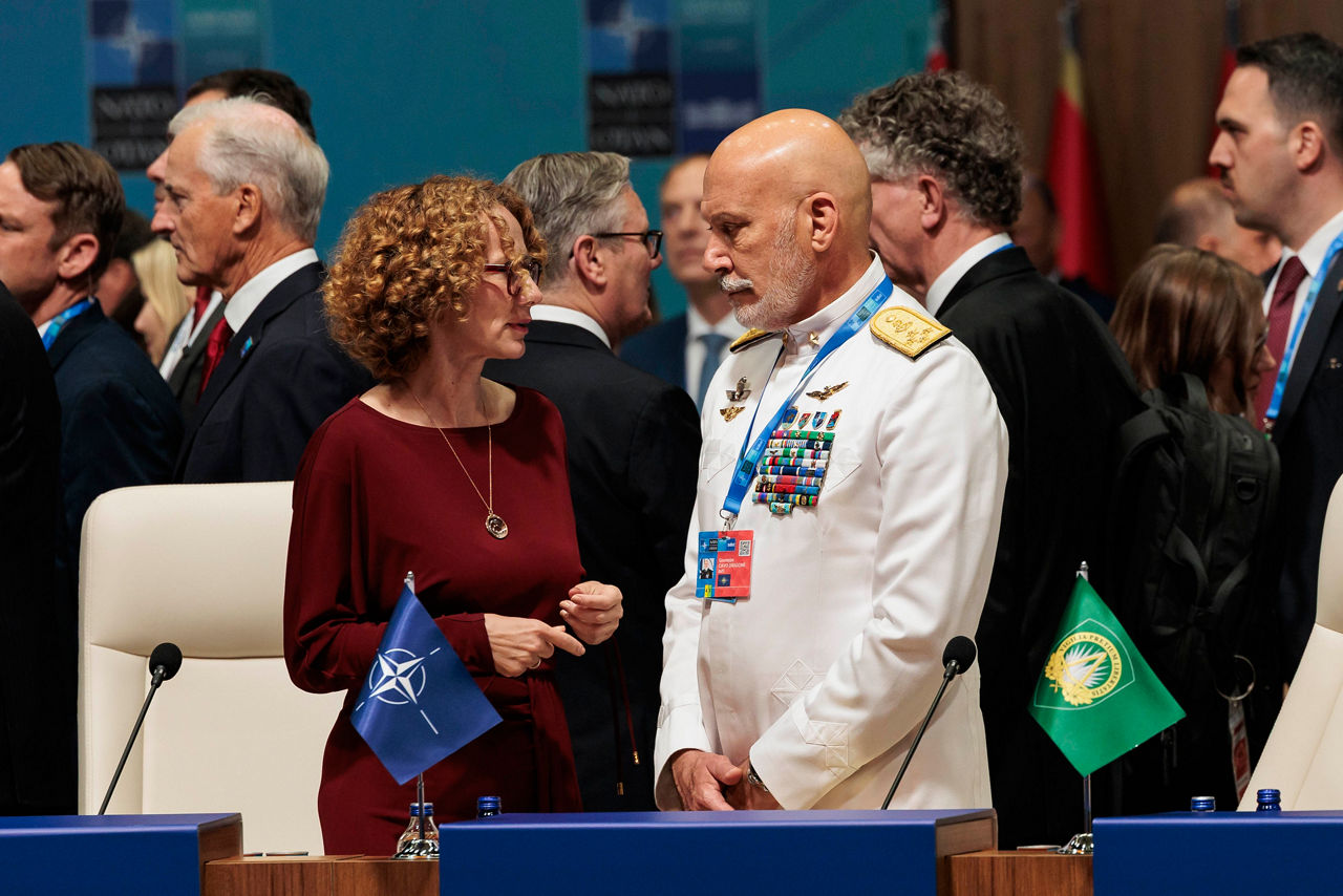 NATO Deputy Secretary General Radmila Shekerinska and Chair of the Military Committee Admiral Giuseppe Cavo Dragone