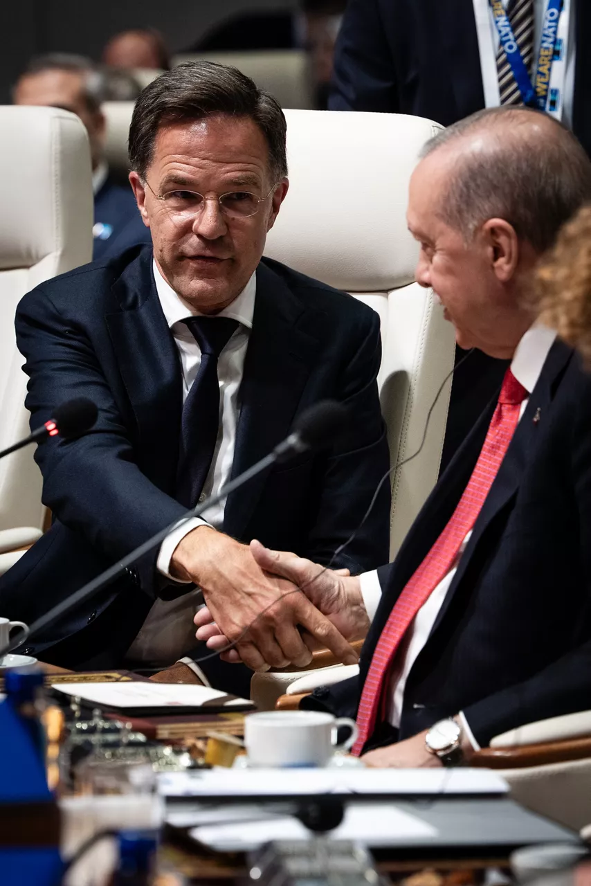 [from left to right] NATO Secretary General Mark Rutte, President of Türkiye Recep Tayyip Erdoğan