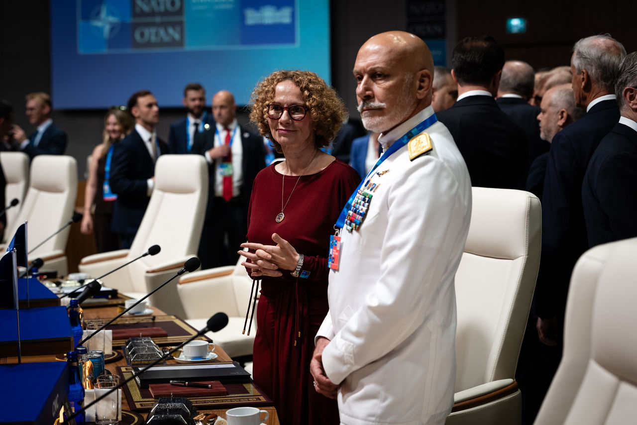 NATO Deputy Secretary General Radmila Shekerinska and Chair of the Military Committee Admiral Giuseppe Cavo Dragone