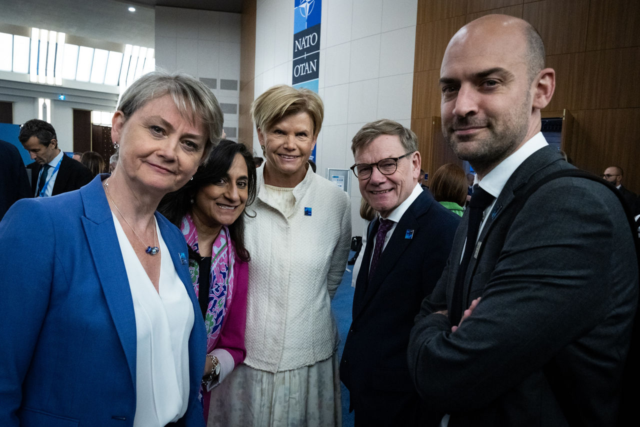 [from left to right] UK Foreign Secretary Yvette Cooper, Minister of Foreign Affairs of Canada Anita Anand, Minister of Foreign Affairs of Latvia Baiba Braže, Minister of Foreign Affairs of Germany Johann Wadephul and Minister of Foreign Affairs of France Jean-Noël Barrot 


