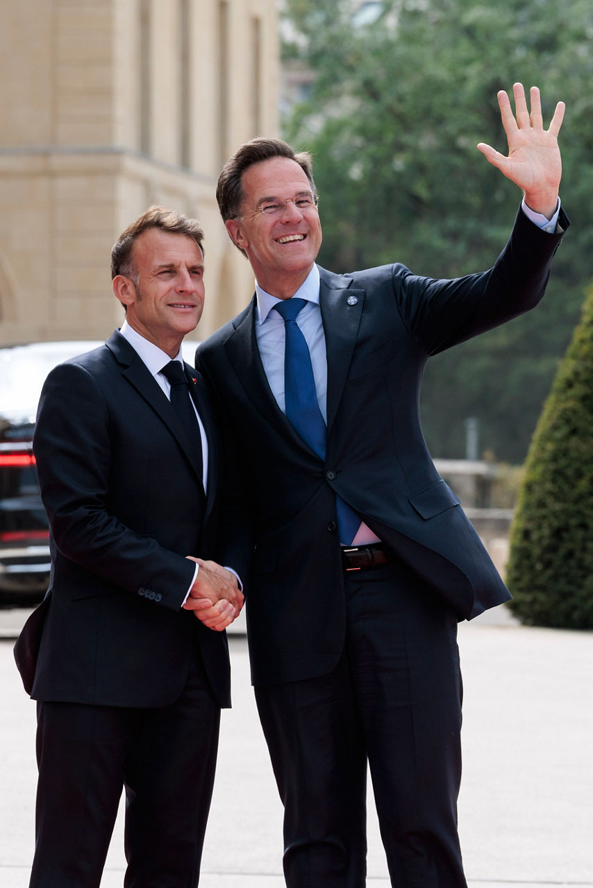 NATO Secretary General Mark Rutte with the President of France Emmanuel Macron