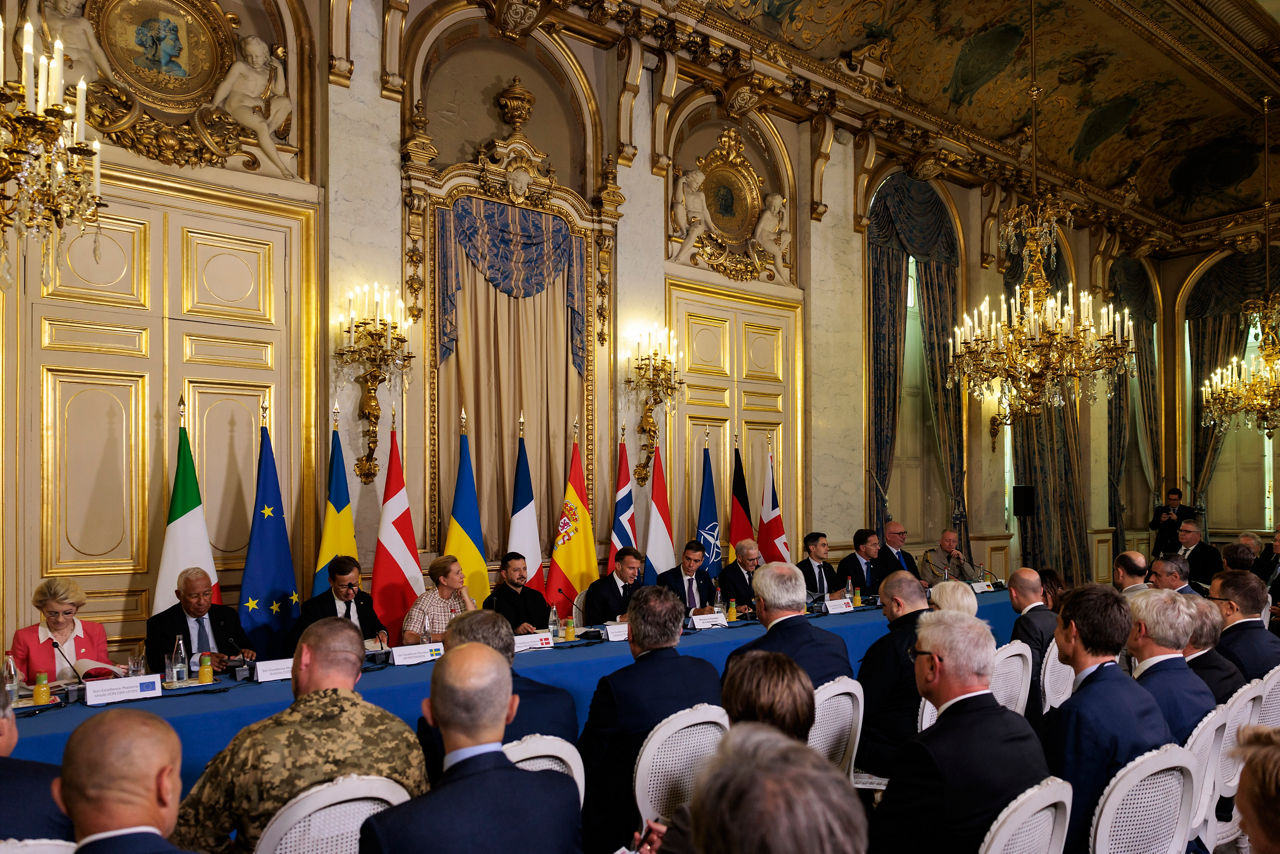 NATO Secretary General Mark Rutte participates in a meeting of the Coalition of the Willing