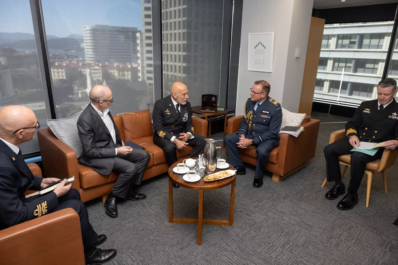 Talks between the Chief of Defence Force of New Zealand, Air Marshal Tony Davies, and the Chair of the NATO Military Committee, Admiral Giuseppe Cavo Dragone.