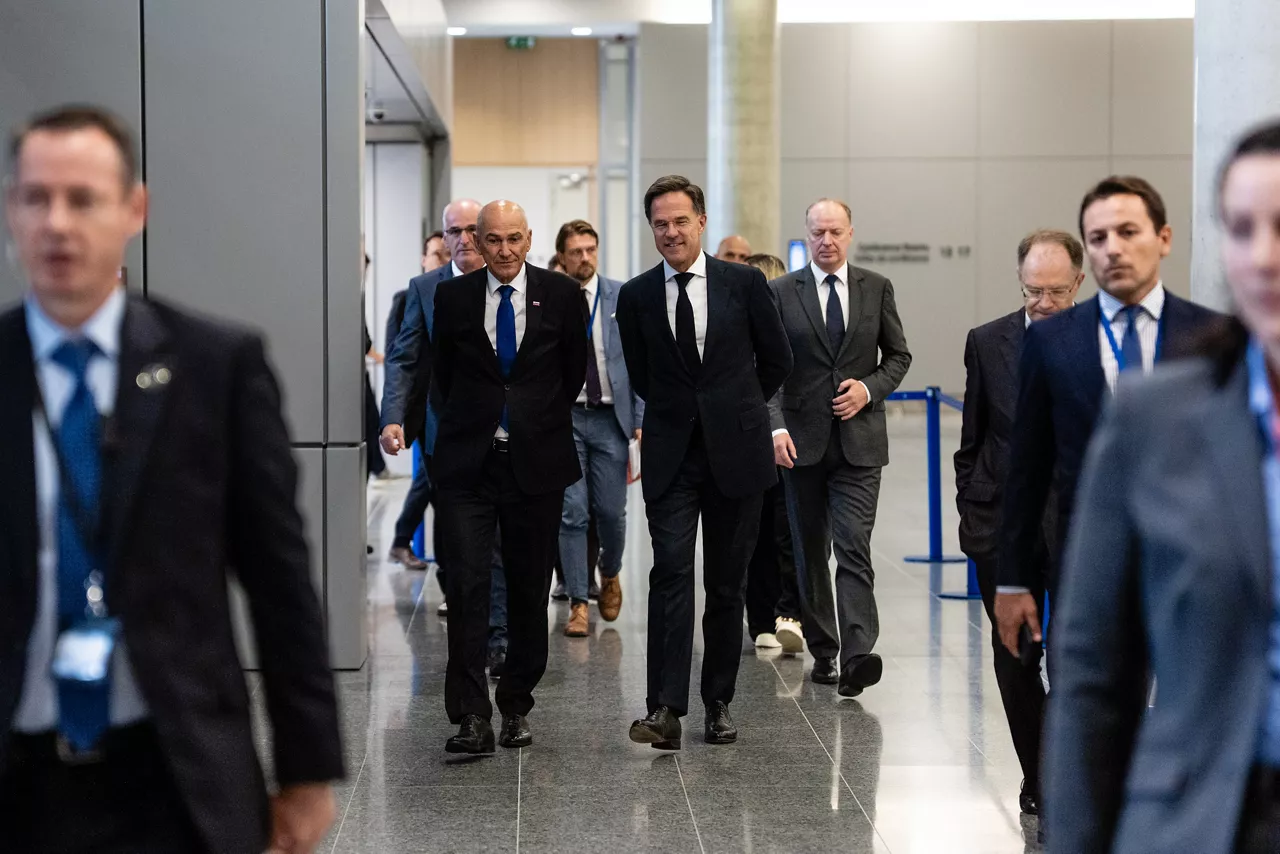 NATO Secretary General Mark Rutte with the Prime Minister of Slovenia Janez Janša