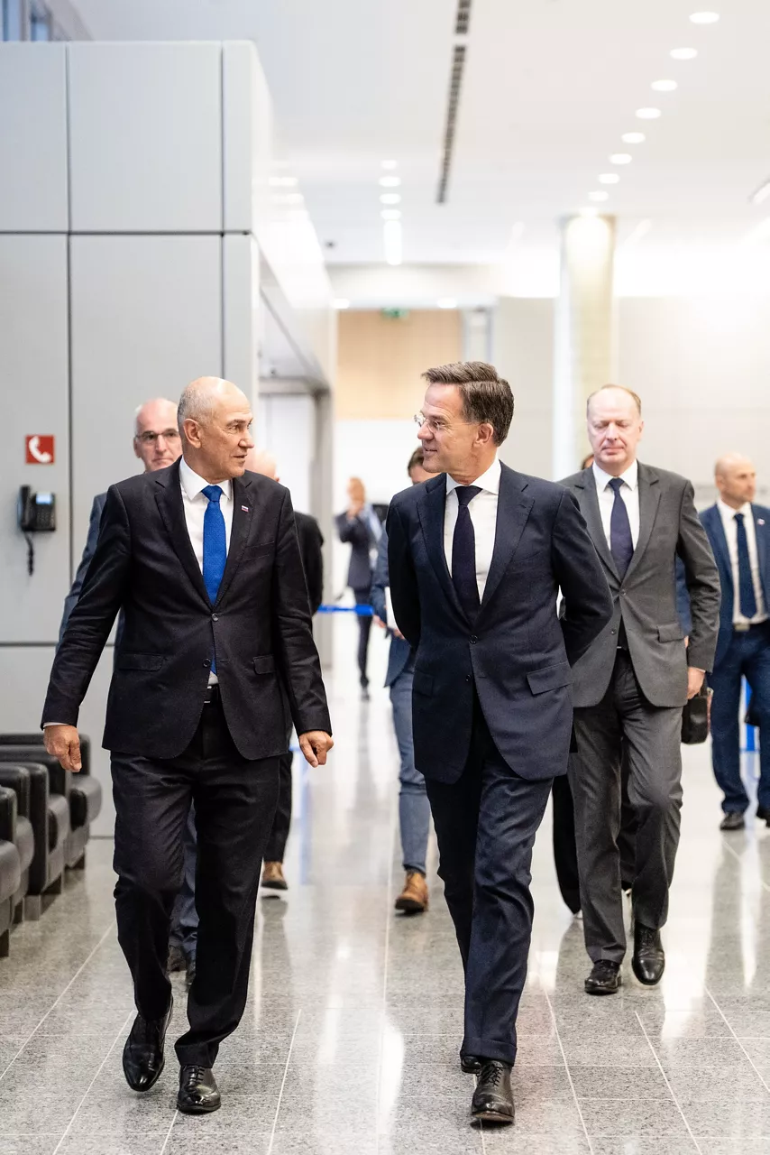 NATO Secretary General Mark Rutte with the Prime Minister of Slovenia Janez Janša