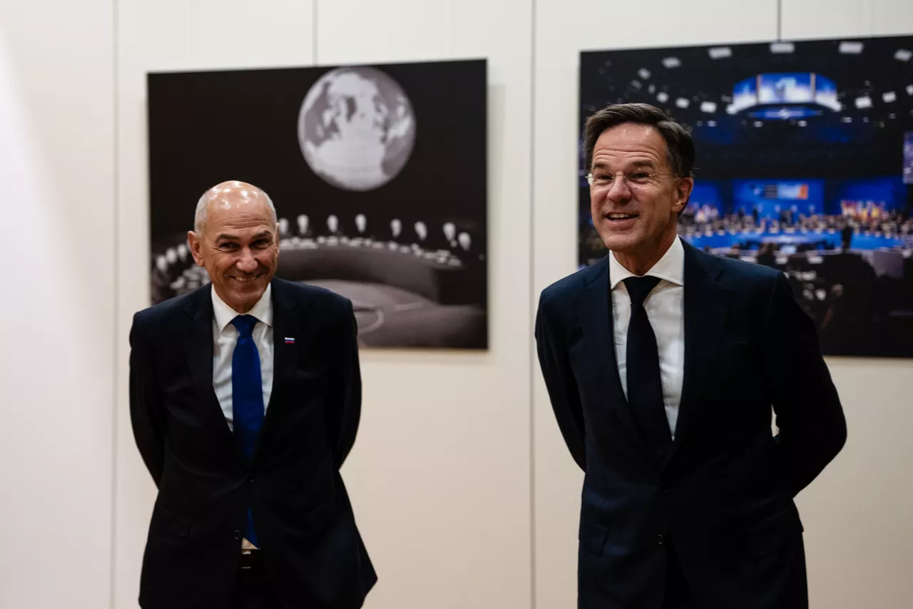 NATO Secretary General Mark Rutte with the Prime Minister of Slovenia Janez Janša