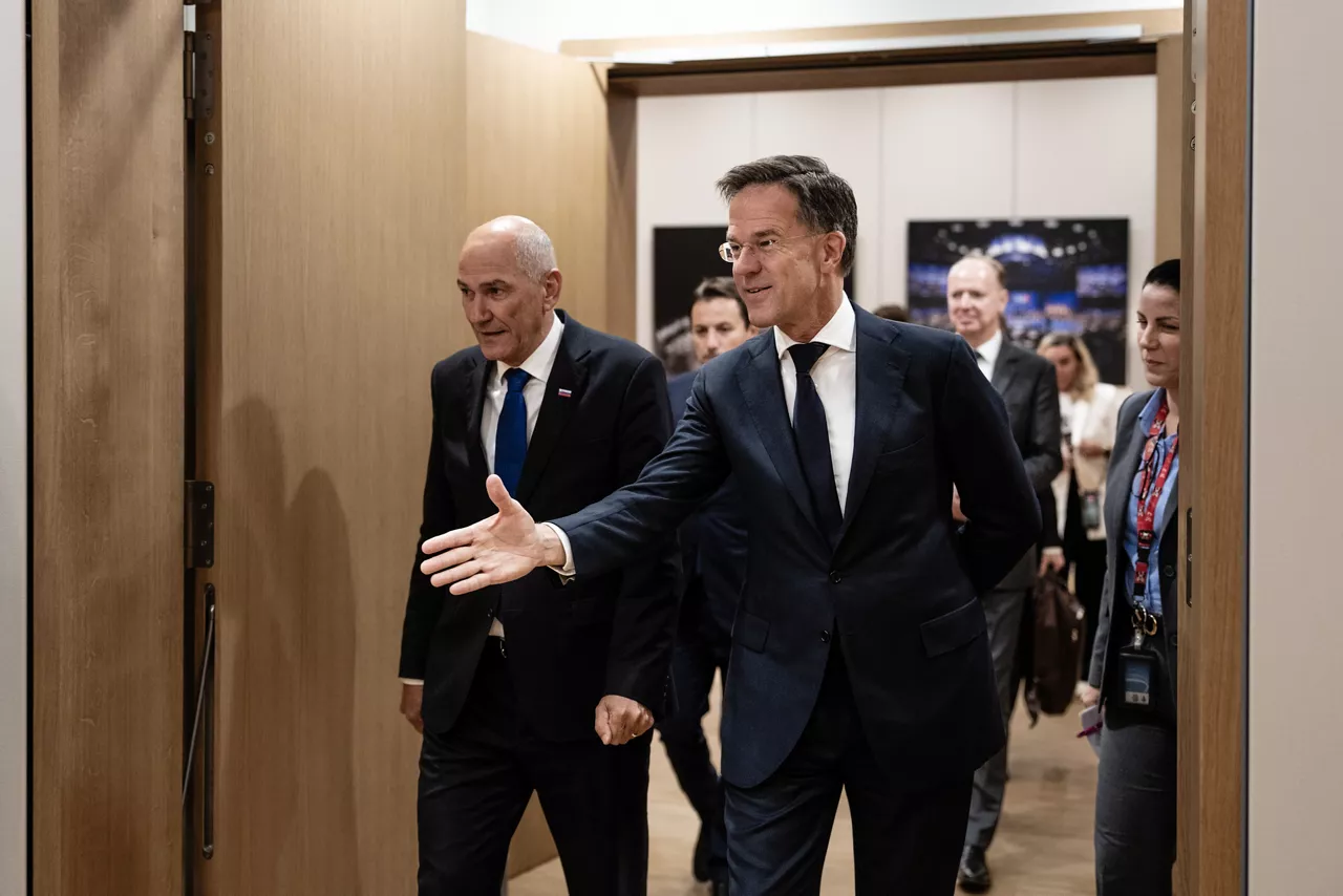 NATO Secretary General Mark Rutte with the Prime Minister of Slovenia Janez Janša