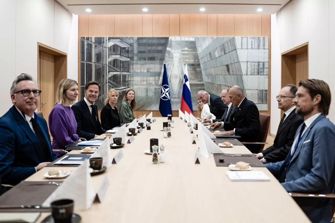 NATO Secretary General Mark Rutte with the Prime Minister of Slovenia Janez Janša