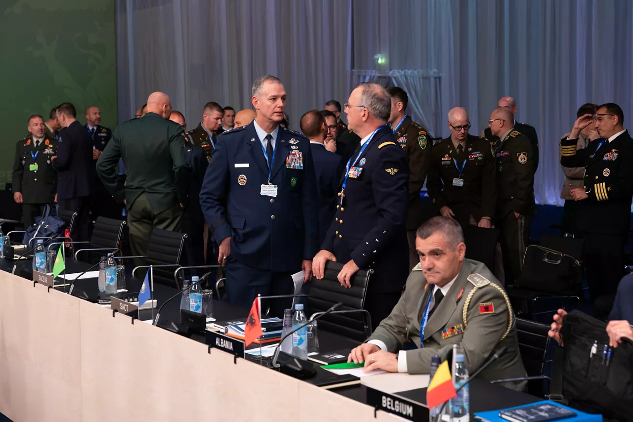 The Supreme Allied Commander Europe (SACEUR), General Alexus G. Grynkewich and Supreme Allied Commander Transformation (SACT),Admiral Pierre Vandier during the NATO Military Committee Conference.
