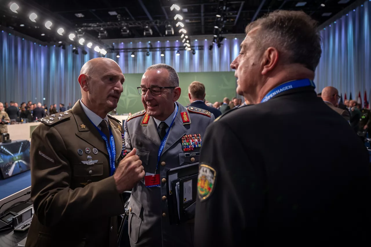 Left to Right - The Chief of Defence of Italy, General Luciano Portolano. the Chief of Defence of Germany, General Carsten Breuer, the Chief of Defence of Bulgaria, Admiral Emil Eftimov.
