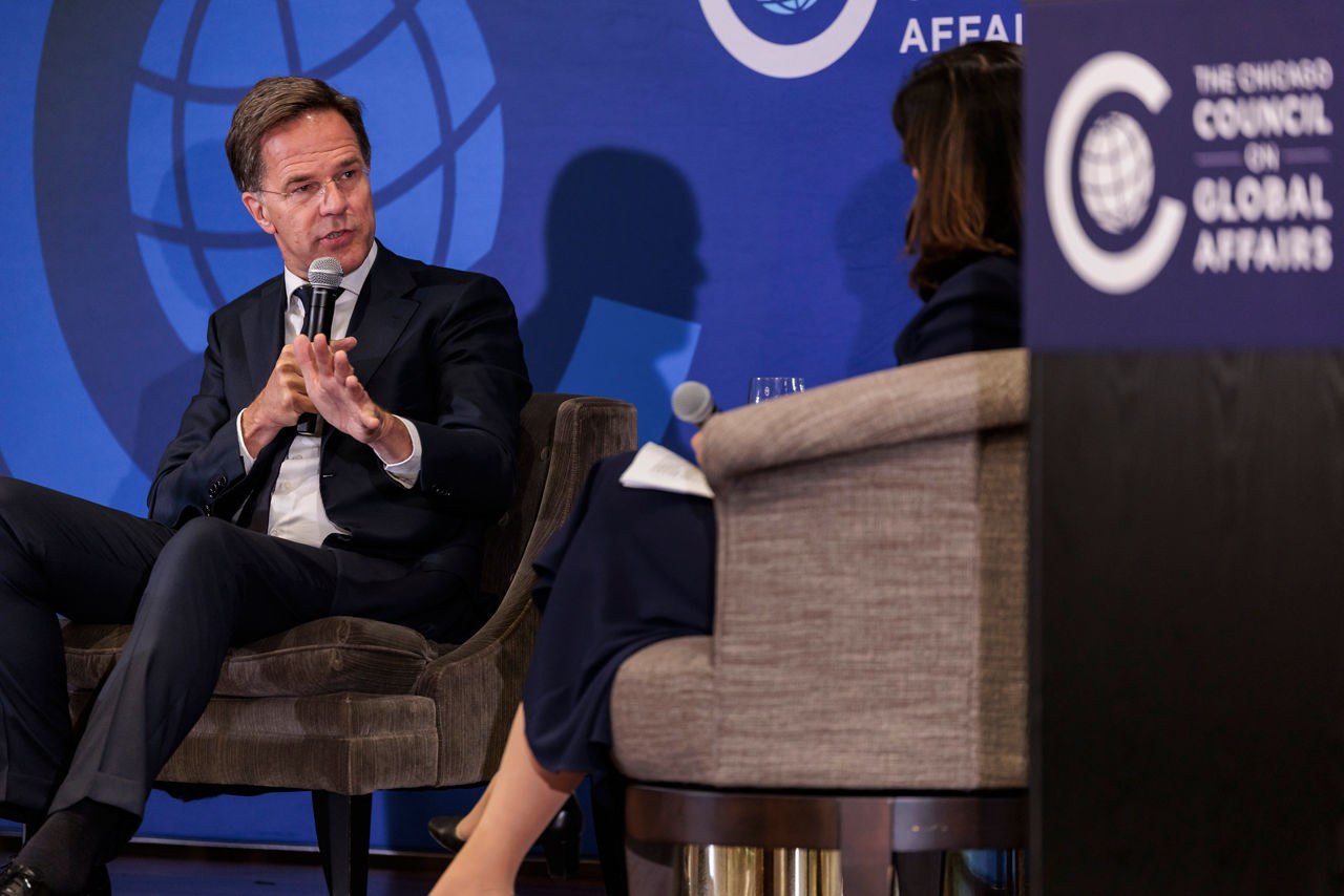 NATO Secretary General Mark Rutte participates in an event hosted by the Chicago Council on Global Affairs 
