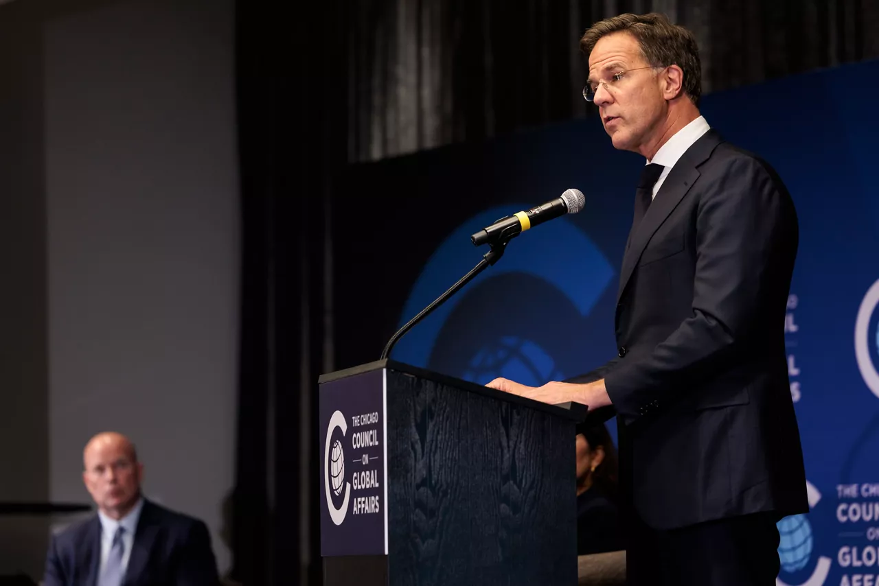 NATO Secretary General Mark Rutte participates in an event hosted by the Chicago Council on Global Affairs 