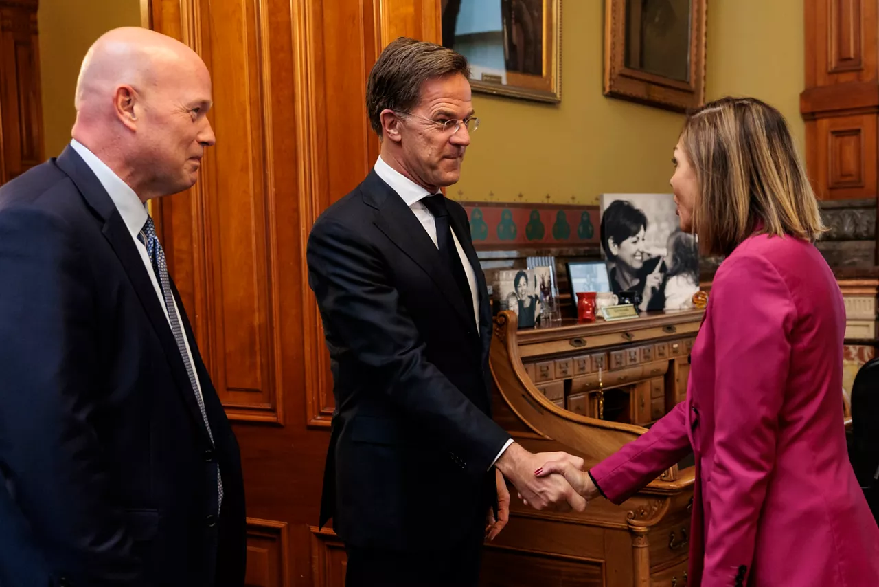 NATO Secretary General Mark Rutte with Iowa Governor Kim Reynolds and the Permanent Representative of the United States to NATO, Matthew G. Whitaker