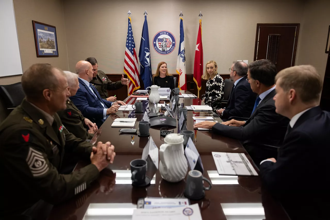 NATO Secretary General Mark Rutte and Permanent Representative of the United States to NATO, Matthew G. Whitaker, visit Iowa National Guard Joint Forces Headquarters