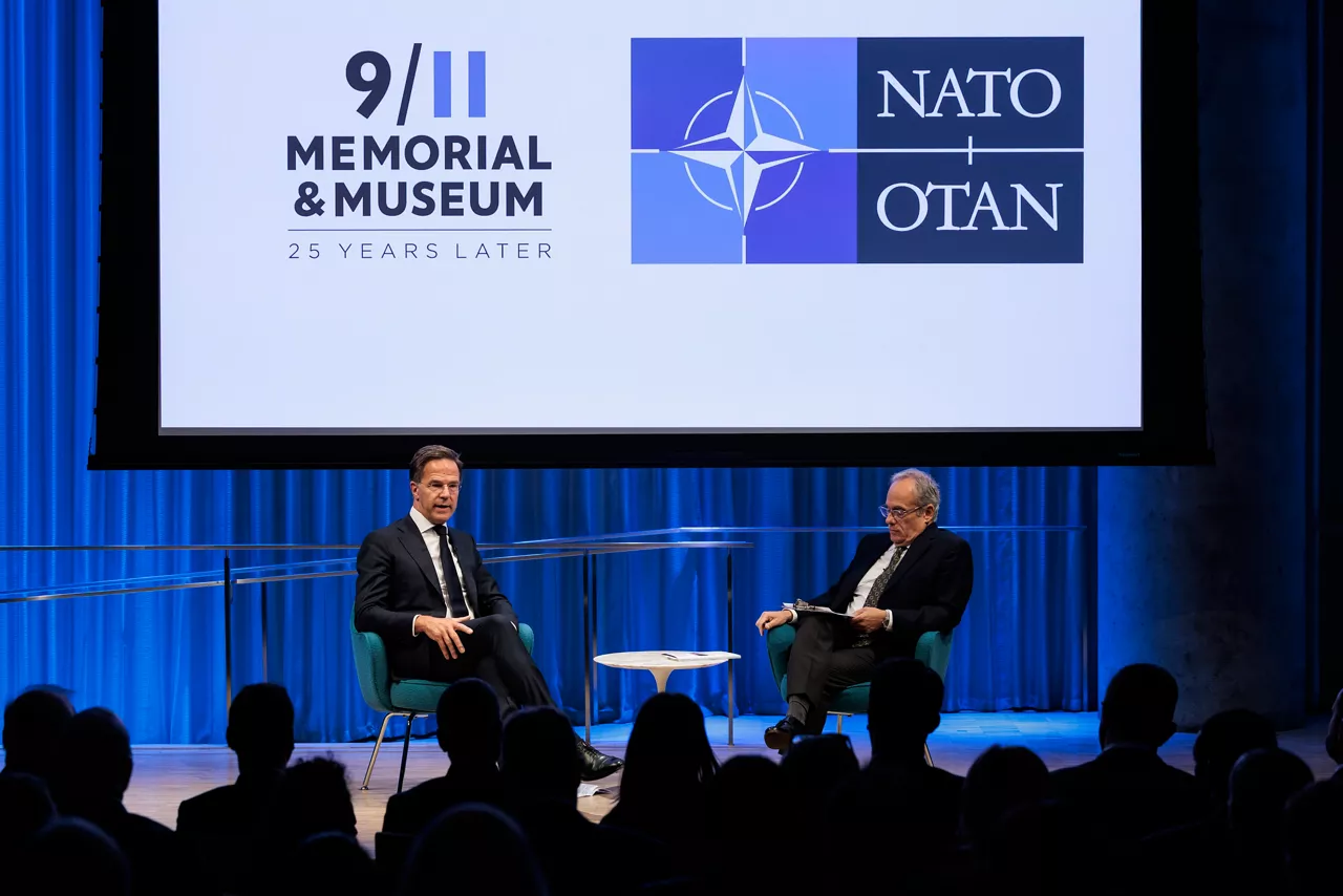NATO Secretary General Mark Rutte gives a speech at the Memorial Event commemorating the 25th anniversary of the 9/11 attacks