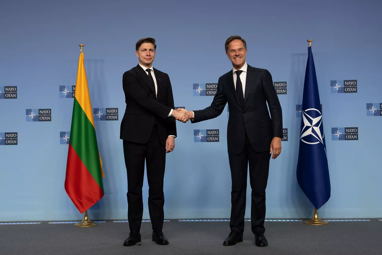 NATO Secretary General Mark Rutte with the Prime Minister of Lithuania Mindaugas Sinkevičius