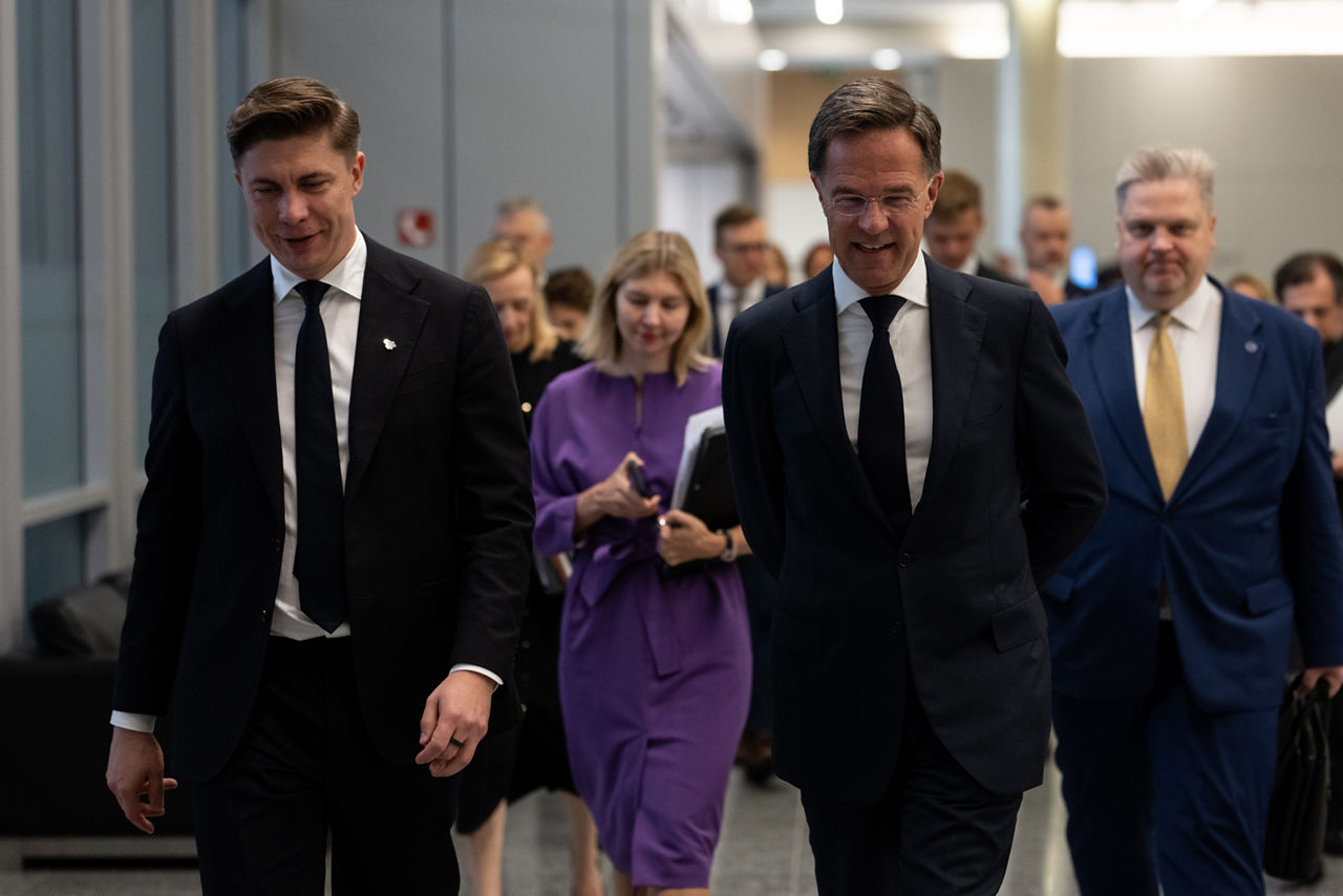 NATO Secretary General Mark Rutte with the Prime Minister of Lithuania Mindaugas Sinkevičius