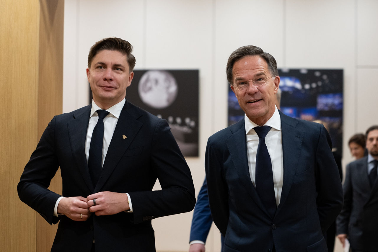 NATO Secretary General Mark Rutte with the Prime Minister of Lithuania Mindaugas Sinkevičius