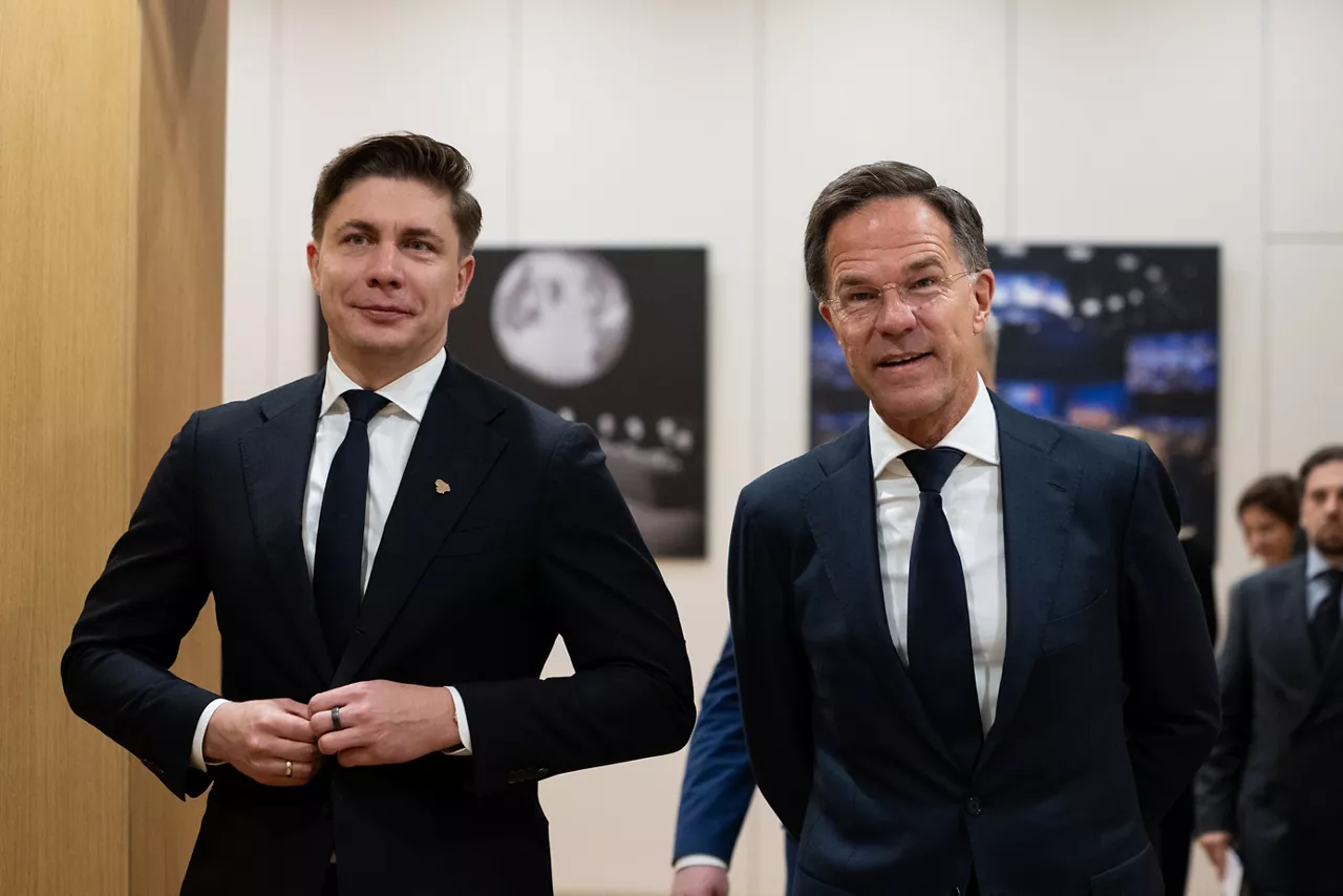 NATO Secretary General Mark Rutte with the Prime Minister of Lithuania Mindaugas Sinkevičius