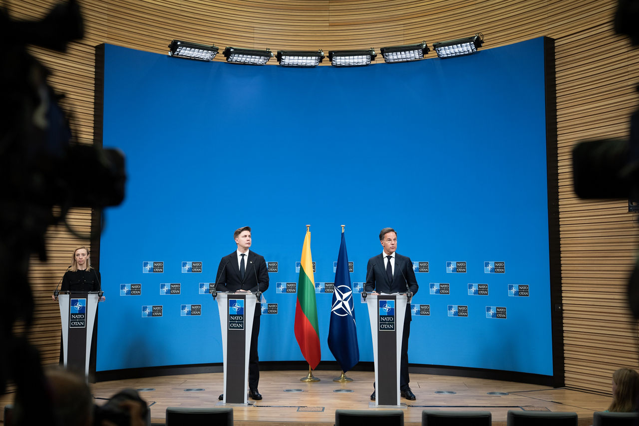 Joint press conference with NATO Secretary General Mark Rutte with the Prime Minister of Lithuania Mindaugas Sinkevičius