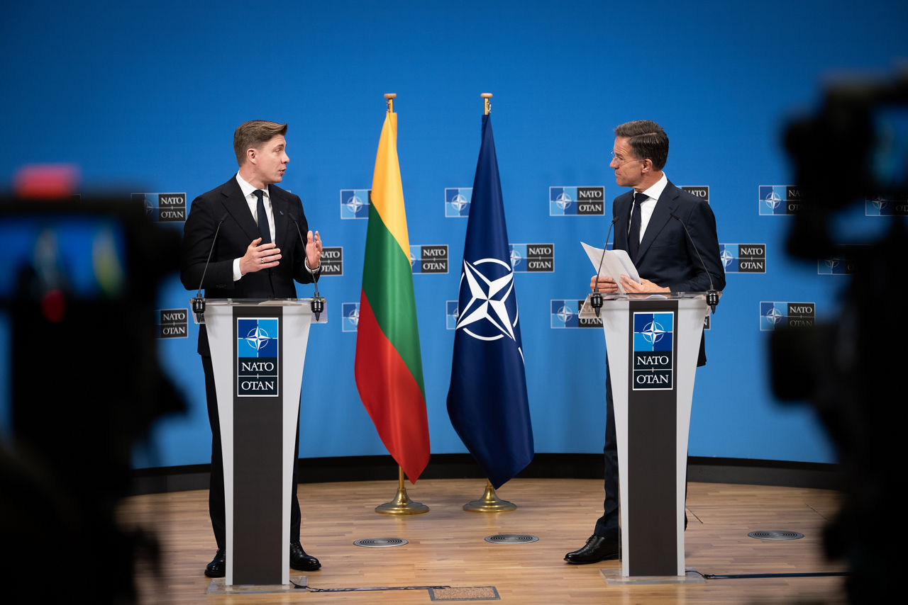 Joint press conference with NATO Secretary General Mark Rutte with the Prime Minister of Lithuania Mindaugas Sinkevičius
