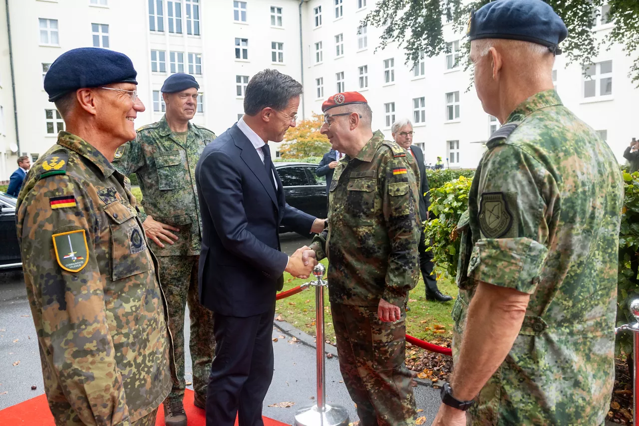 NATO Secretary General Mark Rutte arrives to the 1st German-Netherlands Corps Headquarters